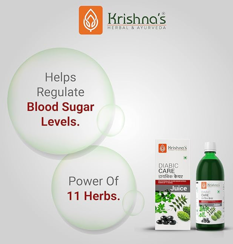 Krishna's Diabic Care Juice -1000 ml - Blend of 11 herbs Methi, Amla, Karela, Jamun, Kutki, Guduchi & 5 other herbs to manage sugar level