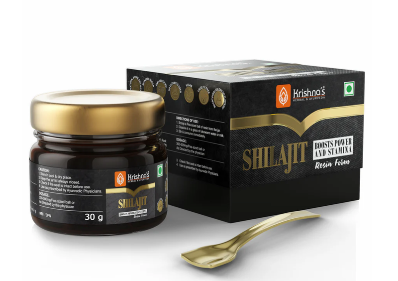 KRISHNA'S HERBAL & AYURVEDA Pure Shilajit- 10g , 30g, 50g ,100% Pure Himalayan Shilajit,Helps To Boost Performance,Power,Stamina,Endurance,Strength & Overall Wellbeing ,Surya Tapi Process - Resin