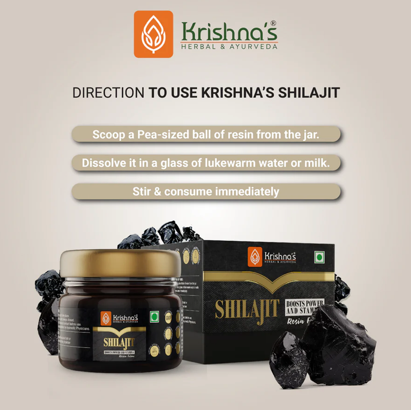 KRISHNA'S HERBAL & AYURVEDA Pure Shilajit- 10g , 30g, 50g ,100% Pure Himalayan Shilajit,Helps To Boost Performance,Power,Stamina,Endurance,Strength & Overall Wellbeing ,Surya Tapi Process - Resin