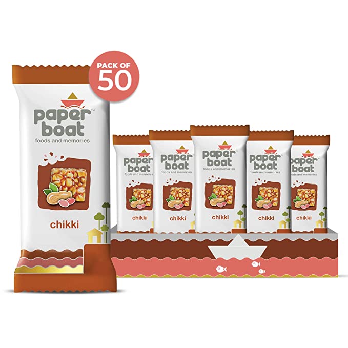Paper Boat Chikki Jar, Peanut Bar, No Added Preservatives and Colours (50 Pieces, 16g Each)