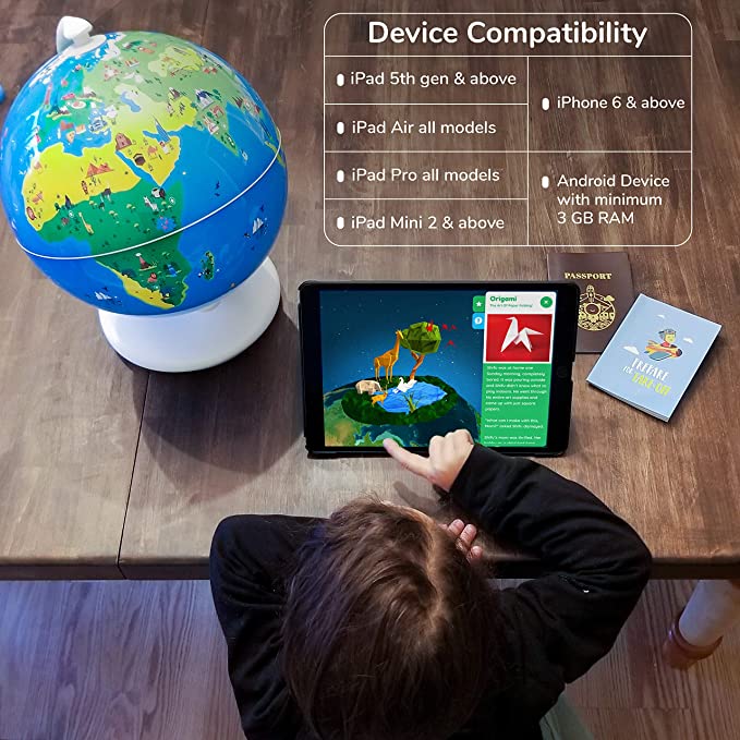 Interactive AR World Globe for Kids 4-10 Years (App Based Globe)